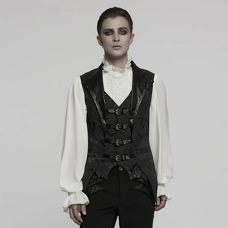 mens gothic waistcoat, vampire outfit, lovezaqua, men's gothic waistcoat, gothic waistcoat men, mens gothic vest, men's gothic vest, gothic jacquard vest, jacquard waistcoat men, jacquard vest men, burgundy gothic vest, burgundy waistcoat, black burgundy vest, buckle waistcoat, buckle vest men, gothic buckle vest, multi buckle vest, bat hem waistcoat, bat hem vest, pointed hem waistcoat, gothic formalwear, gothic menswear, alternative menswear, Victorian inspired menswear, Victorian gothic vest, romantic go