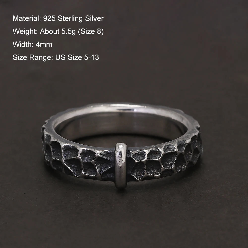 S925 Sterling Silver Outlander Claire Fraser Distressed Vintage Wedding Ring - Outlander - 