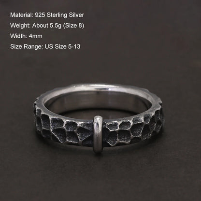 S925 Sterling Silver Outlander Claire Fraser Distressed Vintage Wedding Ring - Outlander - 