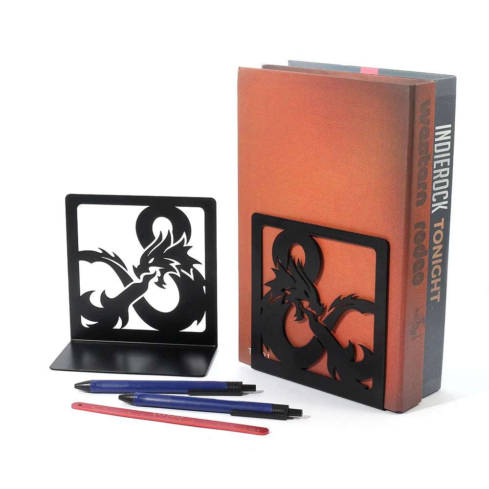 Fourth Wing Fire Dragon Hollow Black Iron Shelf Bookends (2 Pcs) - Fourth Wing - 