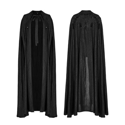 Women's Gothic Renaissance Embroidered Cloak with Crystal & Pointed Lapel Collar