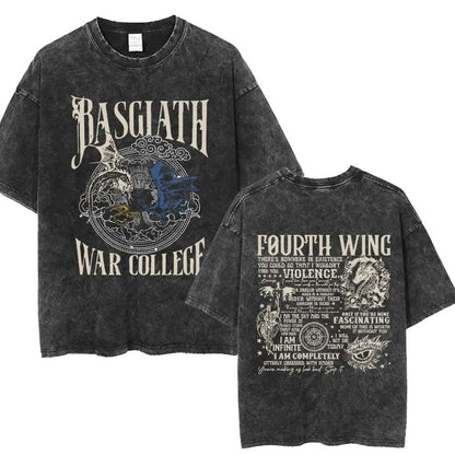Fourth Wing Basgiath War College Double Sided Dragon Rider Vintage Unisex Shirt - Fourth Wing - H01571 Black / S