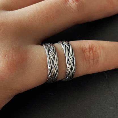 Men's S925 Sterling Silver Norse Viking Double Braided Heritage Style Ring