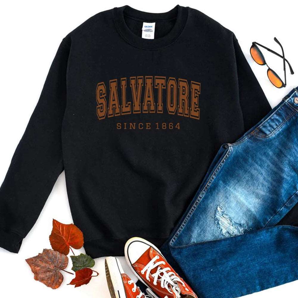 "Salvatore Since 1864" The Vampire Diaries Women's Crewneck Sweatshirt - The Vampire Diaries - Black / S
