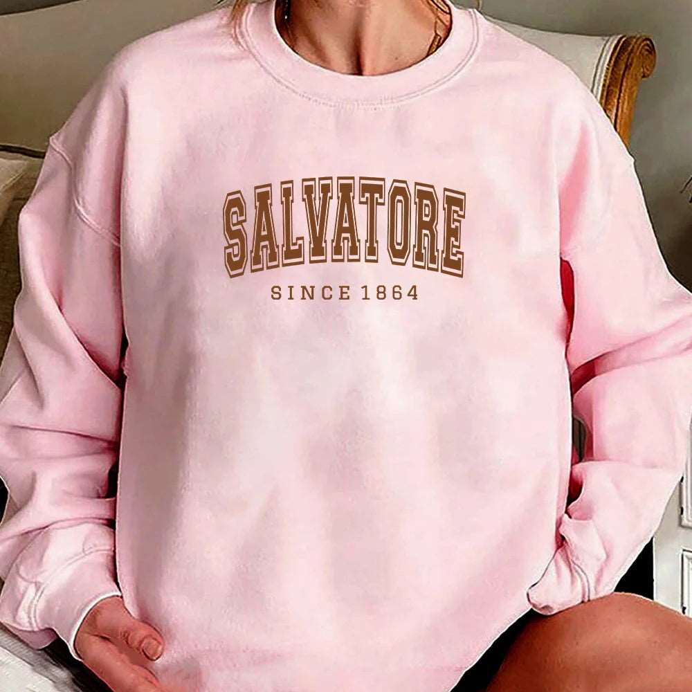 "Salvatore Since 1864" The Vampire Diaries Women's Crewneck Sweatshirt - The Vampire Diaries - Pink / S