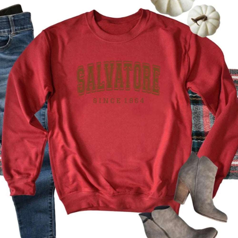 "Salvatore Since 1864" The Vampire Diaries Women's Crewneck Sweatshirt - The Vampire Diaries - Red / S