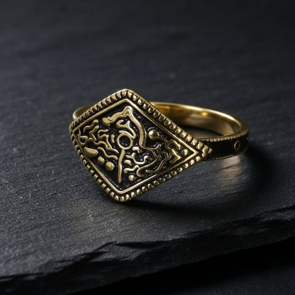 Dark Souls Game Series Ring of Favor 925 Sterling Silver Retro Gold Plated Ring - Lovez Aqua© - 