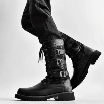 mens combat boots, men's combat boots, black combat boots, mens black boots, men's black boots, buckle combat boots, triple buckle boots, multi buckle boots, lace up combat boots, mens lace up boots, men's lace up boots, mid calf combat boots, mid calf boots men, black buckle boots, lug sole boots, chunky sole boots, punk boots men, punk menswear, gothic mens boots, gothic boots men, alternative menswear, alternative boots, biker style boots, motorcycle inspired boots, rock style boots, black fashion boots,