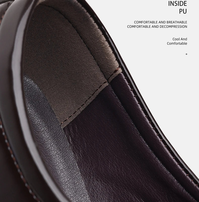 Men’s Patent Pointed Toe Textured Slip-On Dress Shoes