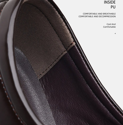 Men’s Patent Pointed Toe Textured Slip-On Dress Shoes