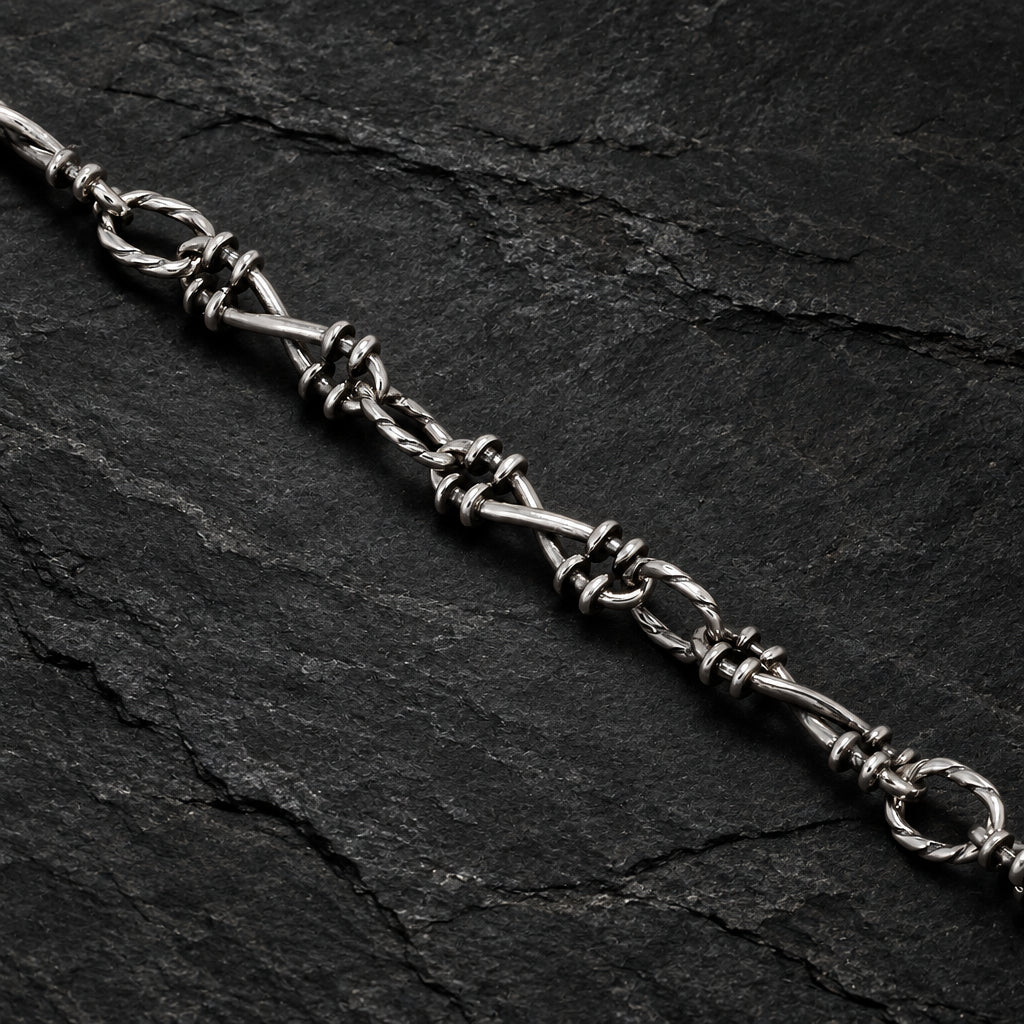 Men’s & Women’s 925 Sterling Silver Gothic Thorn Barbed Wire Link Chain Bracelet