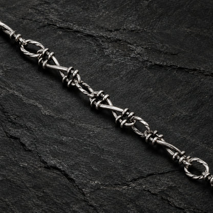 Men’s & Women’s 925 Sterling Silver Gothic Thorn Barbed Wire Link Chain Bracelet