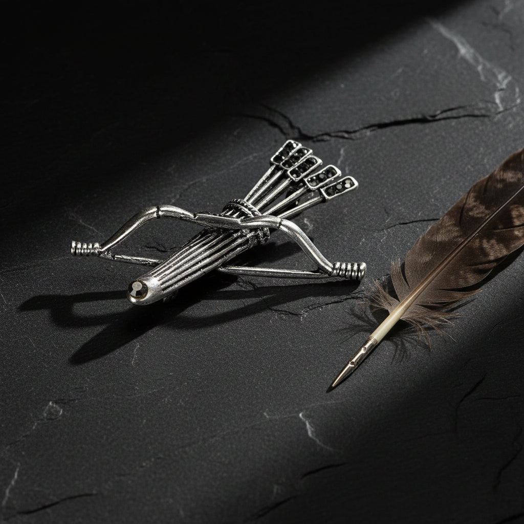 Women’s & Men’s Vintage Archer Bow and Arrow Brooch | Rhinestone Quiver Pin