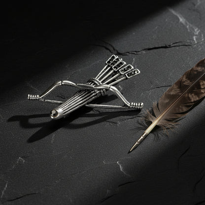 Women’s & Men’s Vintage Archer Bow and Arrow Brooch | Rhinestone Quiver Pin