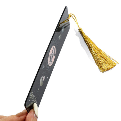 Harry Potter Black & White Hogwarts Acrylic Bookmark with Gold Tassel