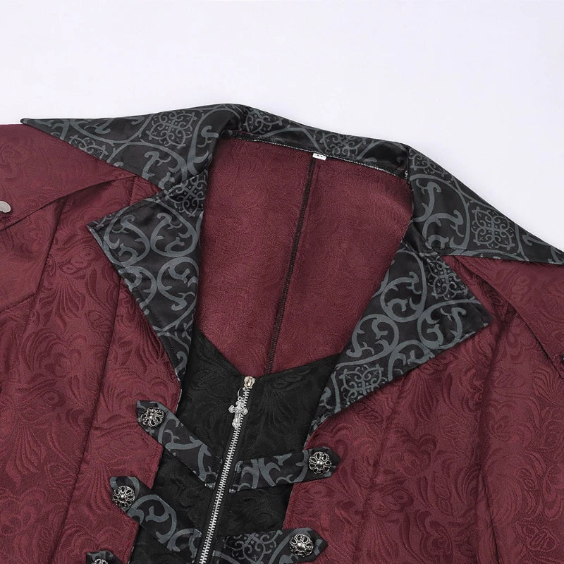 Men’s Gothic Victorian Vampire Coat | Jacquard Long Trench