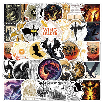 10/50Pcs Fourth Wing Rebecca Yarros Basgiath War College Dragon Stickers - Lovez Aqua© - 