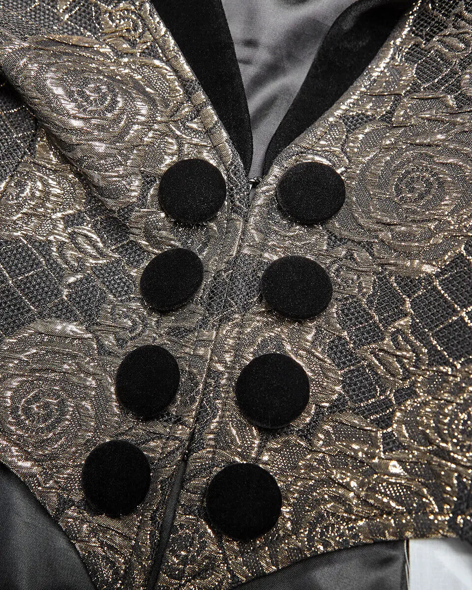 Regency Aristocrat Men’s Brocade Tailcoat Jacket – Renaissance Edwardian Embroidered Coat