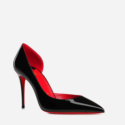 Woman's Red Sole Bottom Glossy Patent Leather Pointed Toe High Heels - Lovez Aqua© - Black Red Inner 10cm / US / 37