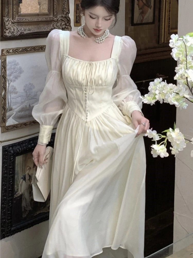 Elegant 1950s Vintage Floral Tea Dress with Lace Trim & Pleated Skirt - Lovez Aqua© - 