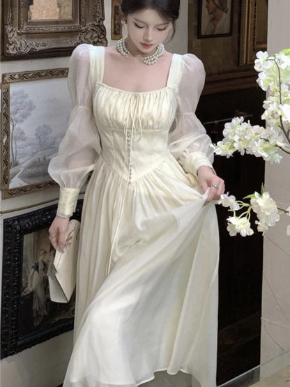 Elegant 1950s Vintage Floral Tea Dress with Lace Trim & Pleated Skirt - Lovez Aqua© - 