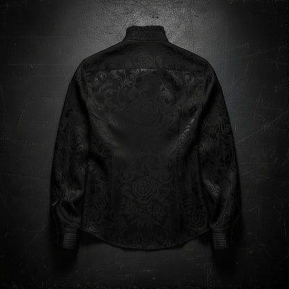 Men’s Gothic Jacquard Textured Pleated Tuxedo Shirt