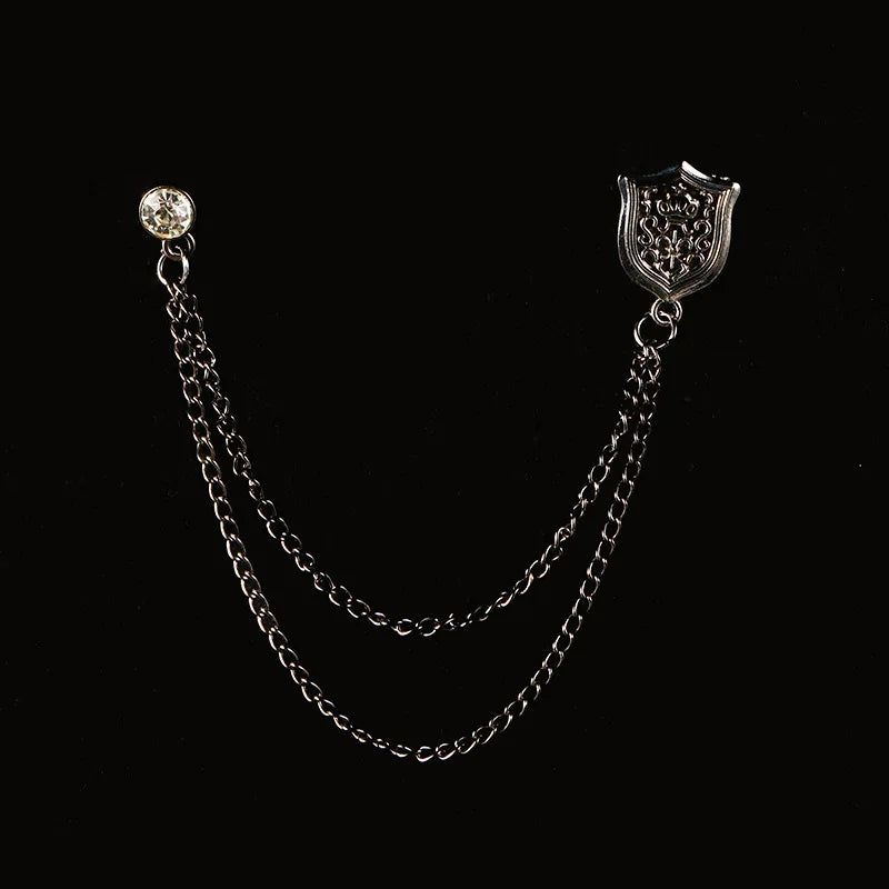 Men’s Vintage Pocket Watch & Antique Key Fob Chain Brooch Lapel Pin