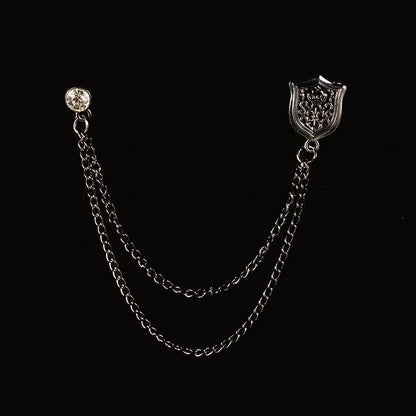 Men’s Vintage Pocket Watch & Antique Key Fob Chain Brooch Lapel Pin