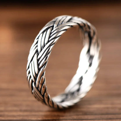 Men's S925 Sterling Silver Norse Viking Double Braided Heritage Style Ring