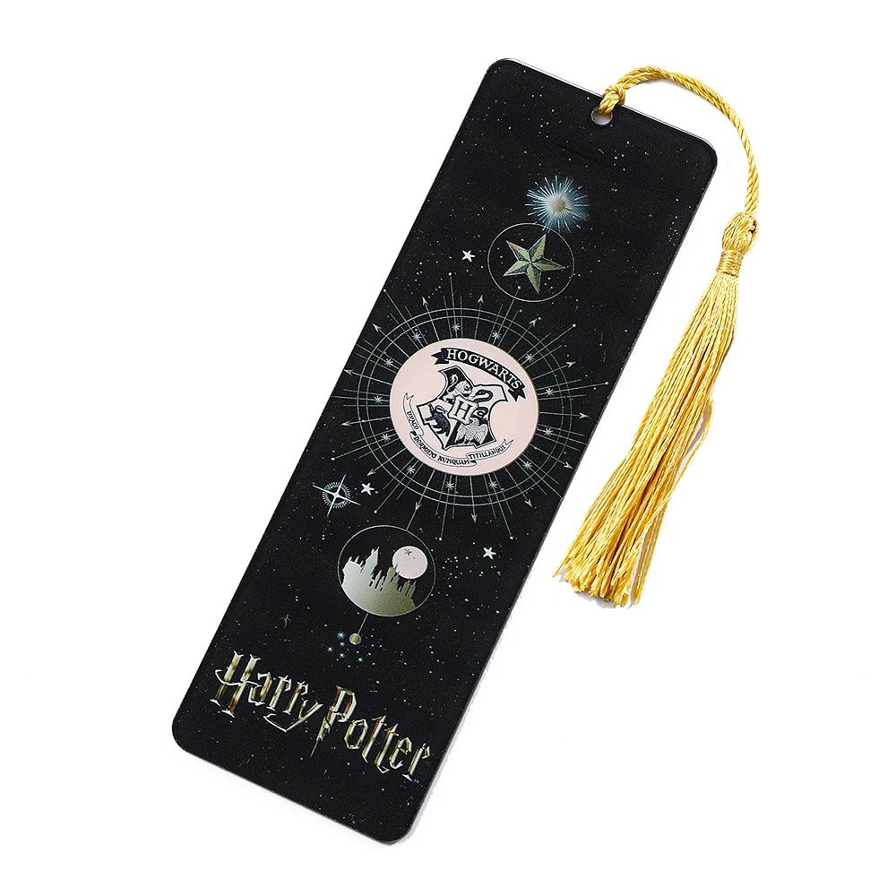 Harry Potter Black & White Hogwarts Acrylic Bookmark with Gold Tassel