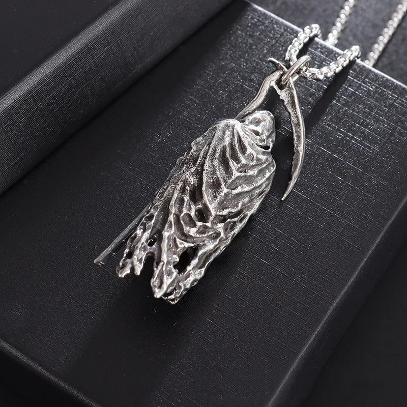 Men’s Gothic Grim Reaper & Scythe Pendant Necklace