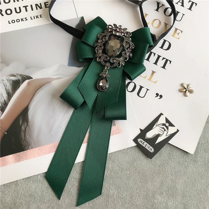 Women’s & Men’s Vintage Dark Academia Ribbon Bow Tie Brooch | Gothic Academy Collar