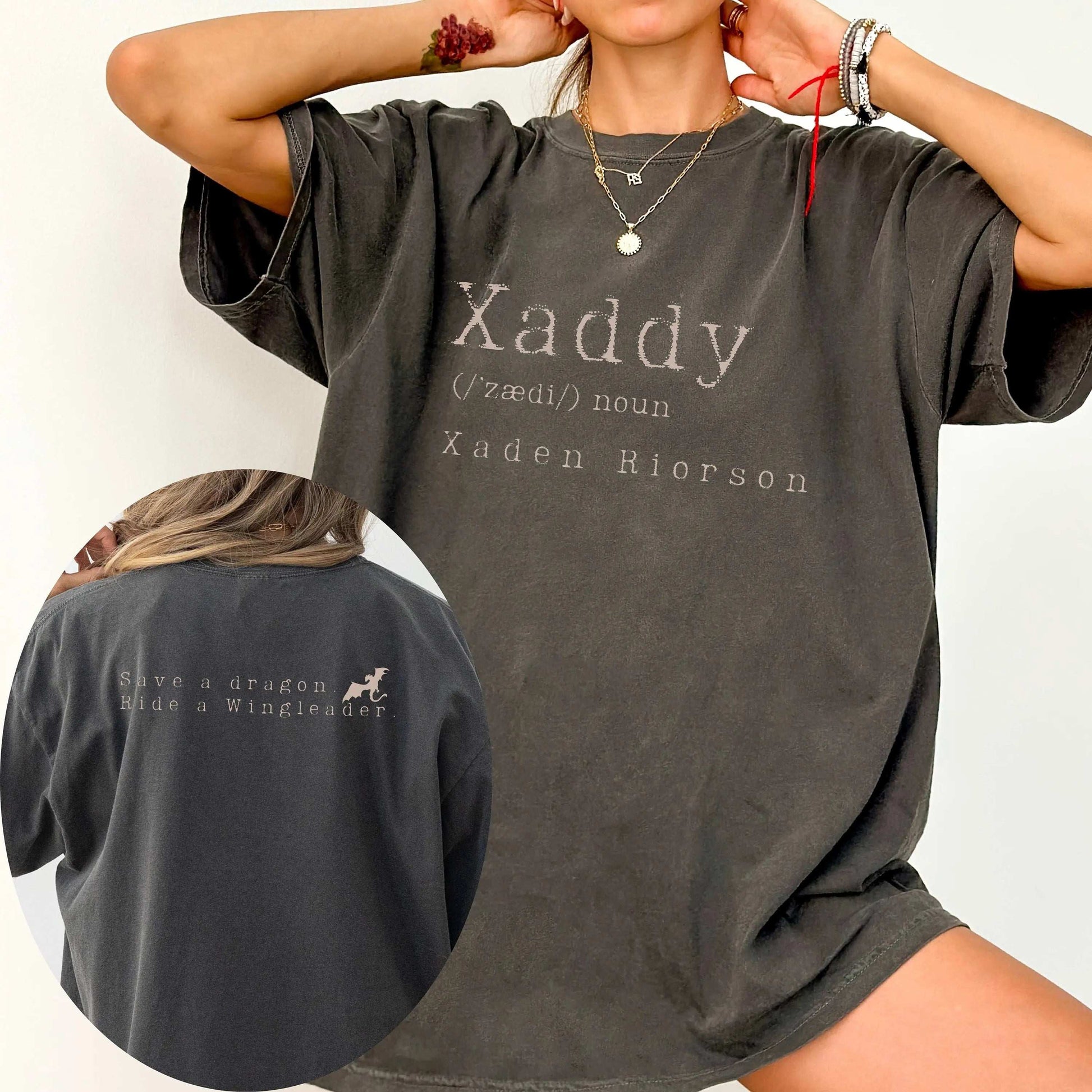 Vintage Xaden Riorson Fourth Wing "Xaddy" Book Boyfriend Women's Cotton T-Shirt - Fourth Wing - Dark Gray / 16