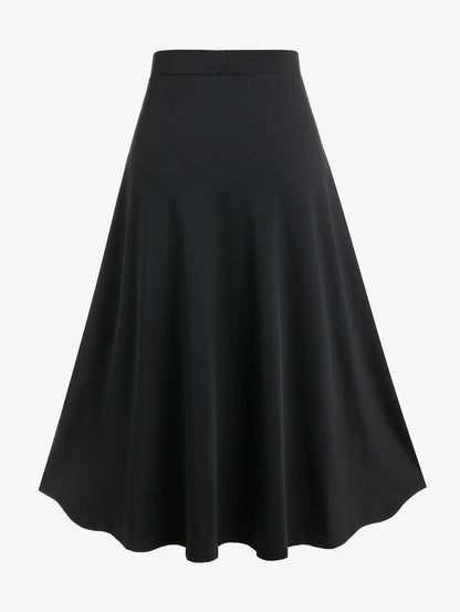 Victorian Gothic Women's Lace-Up A-Line Skirt with Elegant Godet Panels