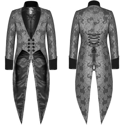 Regency Aristocrat Men’s Brocade Tailcoat Jacket – Renaissance Edwardian Embroidered Coat
