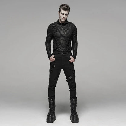 Chaos, Once Upon a Broken Heart, Men’s Gothic Trousers, Men’s Black Gothic Pants, Gothic Slim Fit Trousers, Black D-Ring Trousers, Men’s Strap Pants, Gothic Buckle Trousers, Men’s Alternative Fashion, Men’s Punk Trousers, Black Coated Pants, Men’s Slim Fit Pants, Gothic Hardware Pants, D-Ring Pants, Buckle Strap Pants, Men’s Gothic Clothing, Alternative Men’s Pants, Dark Fashion, Streetwear, Punk Fashion, Full Length Trousers, Men’s Mid Rise Pants, Gothic Outfit, Victorian Gothic Fashion, Dark Academia