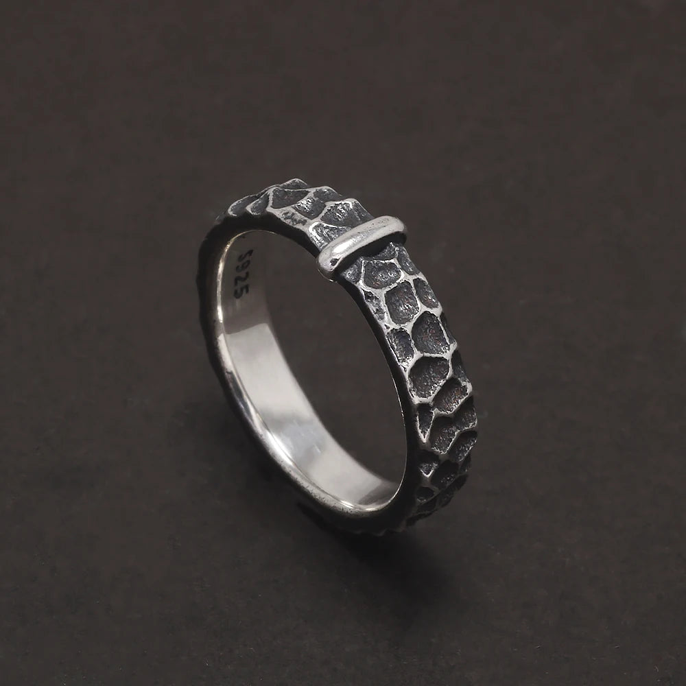 S925 Sterling Silver Outlander Claire Fraser Distressed Vintage Wedding Ring - Outlander - 