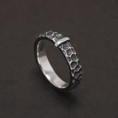 S925 Sterling Silver Outlander Claire Fraser Distressed Vintage Wedding Ring - Outlander - 