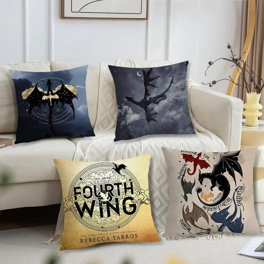 Fourth Wing Rebecca Yarros Fantasy Book Dragon Riders Cushion Cover - Lovez Aqua© - 
