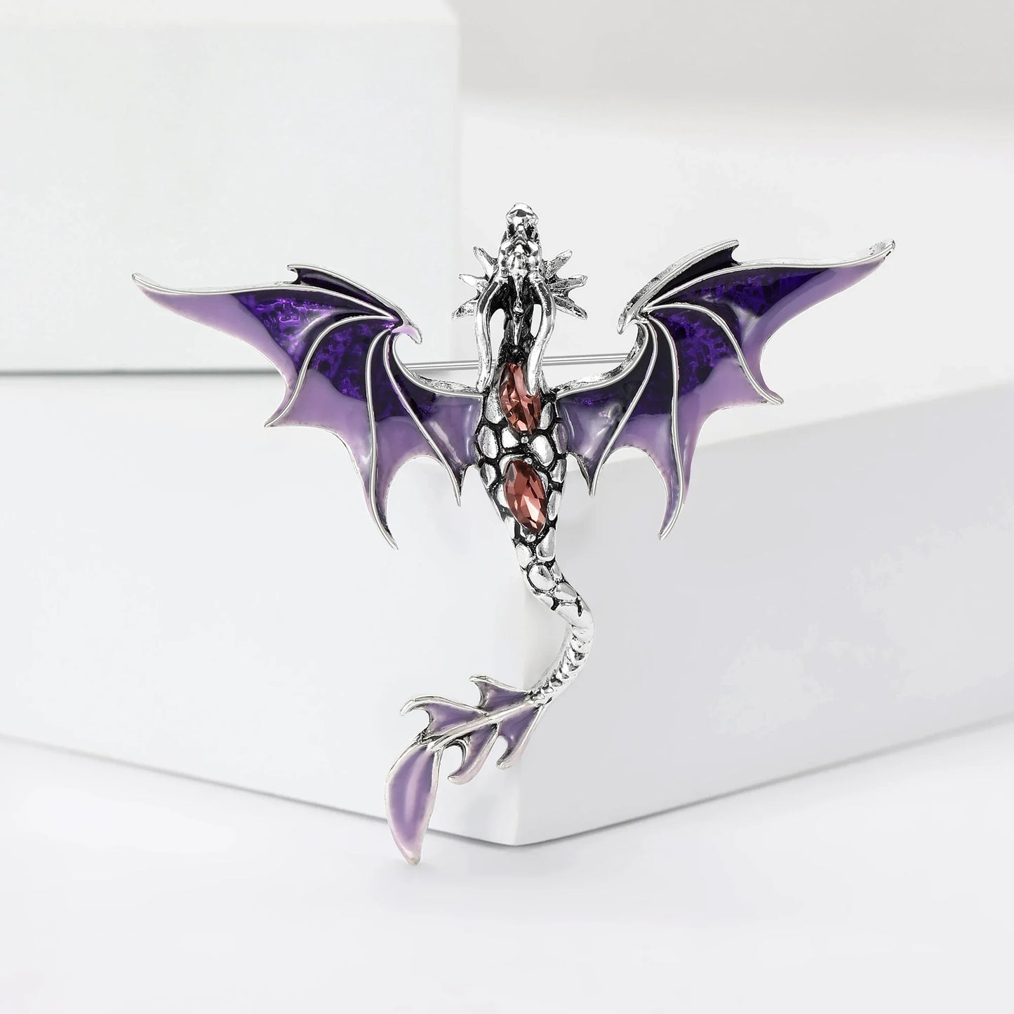 Mythical Flying Dragon Enamel & Rhinestone Colorful Unisex Brooch Pin - Lovez Aqua© - 