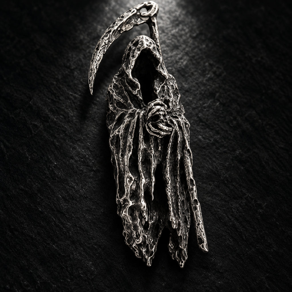 Men’s Gothic Grim Reaper & Scythe Pendant Necklace