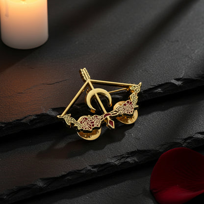 Women’s Rose Bow & Arrow Enamel Pin | Crescent Moon Fantasy Archer