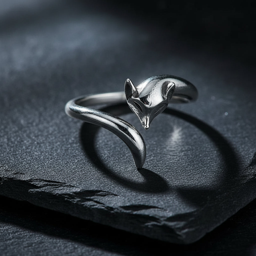 Women’s 925 Sterling Silver Fox Adjustable Wrap Ring