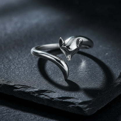 Women’s 925 Sterling Silver Fox Adjustable Wrap Ring