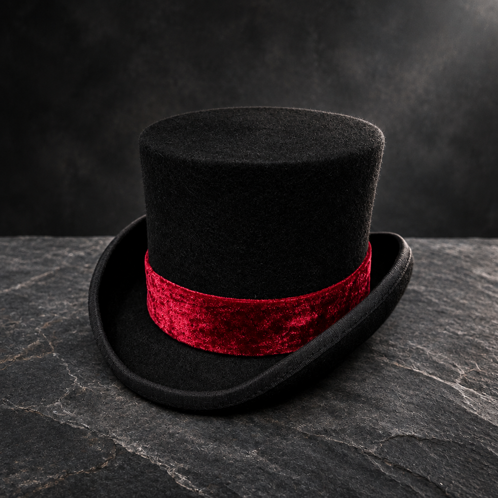 Men’s & Women’s Victorian Wool Felt Top Hat with Ribbon Band