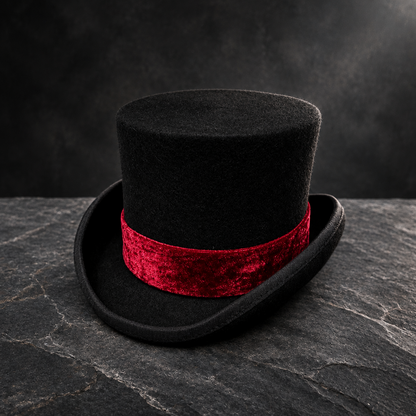 Men’s & Women’s Victorian Wool Felt Top Hat with Ribbon Band