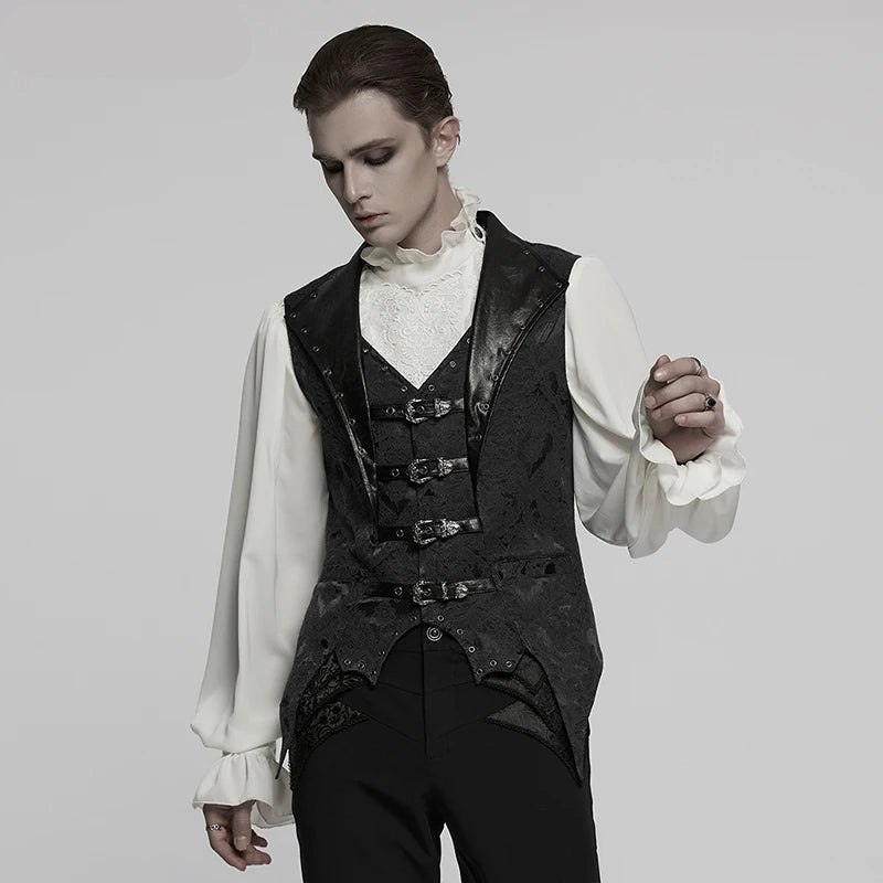 mens gothic waistcoat, vampire outfit, lovezaqua, men's gothic waistcoat, gothic waistcoat men, mens gothic vest, men's gothic vest, gothic jacquard vest, jacquard waistcoat men, jacquard vest men, burgundy gothic vest, burgundy waistcoat, black burgundy vest, buckle waistcoat, buckle vest men, gothic buckle vest, multi buckle vest, bat hem waistcoat, bat hem vest, pointed hem waistcoat, gothic formalwear, gothic menswear, alternative menswear, Victorian inspired menswear, Victorian gothic vest, romantic go