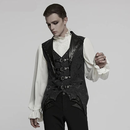 mens gothic waistcoat, vampire outfit, lovezaqua, men's gothic waistcoat, gothic waistcoat men, mens gothic vest, men's gothic vest, gothic jacquard vest, jacquard waistcoat men, jacquard vest men, burgundy gothic vest, burgundy waistcoat, black burgundy vest, buckle waistcoat, buckle vest men, gothic buckle vest, multi buckle vest, bat hem waistcoat, bat hem vest, pointed hem waistcoat, gothic formalwear, gothic menswear, alternative menswear, Victorian inspired menswear, Victorian gothic vest, romantic go
