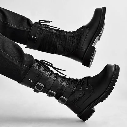 mens combat boots, men's combat boots, black combat boots, mens black boots, men's black boots, buckle combat boots, triple buckle boots, multi buckle boots, lace up combat boots, mens lace up boots, men's lace up boots, mid calf combat boots, mid calf boots men, black buckle boots, lug sole boots, chunky sole boots, punk boots men, punk menswear, gothic mens boots, gothic boots men, alternative menswear, alternative boots, biker style boots, motorcycle inspired boots, rock style boots, black fashion boots,