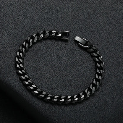 Men's Titanium Steel Golden Black Silver Cuban Chain Bracelet